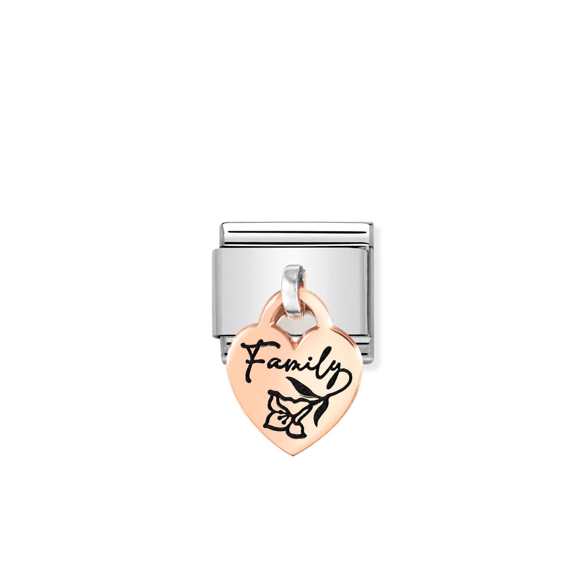 Nomination CLASSIC CHARMS - Charm-Anhänger - Roségold 375 mit Gravur - Herz + Family