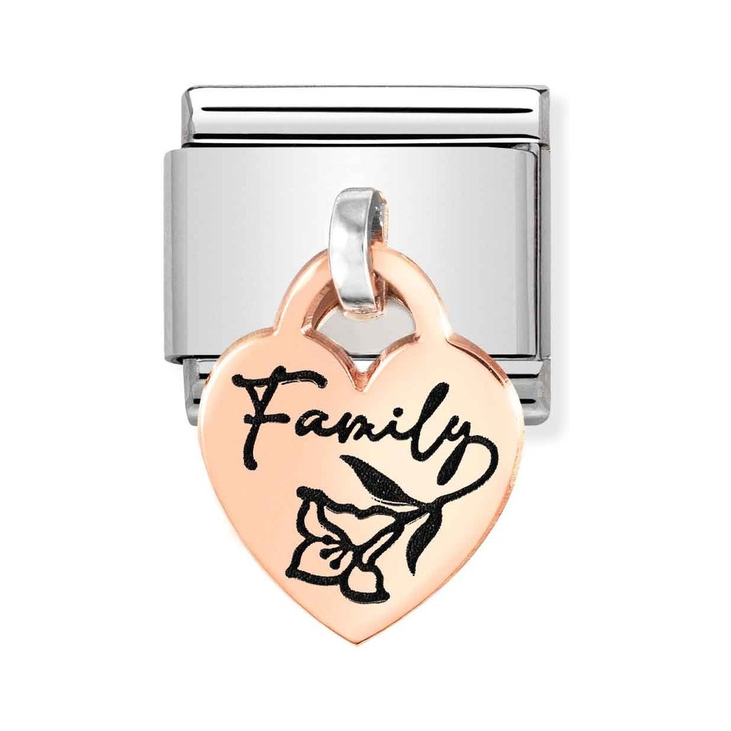Nomination CLASSIC CHARMS - Charm-Anhänger - Roségold 375 mit Gravur - Herz + Family