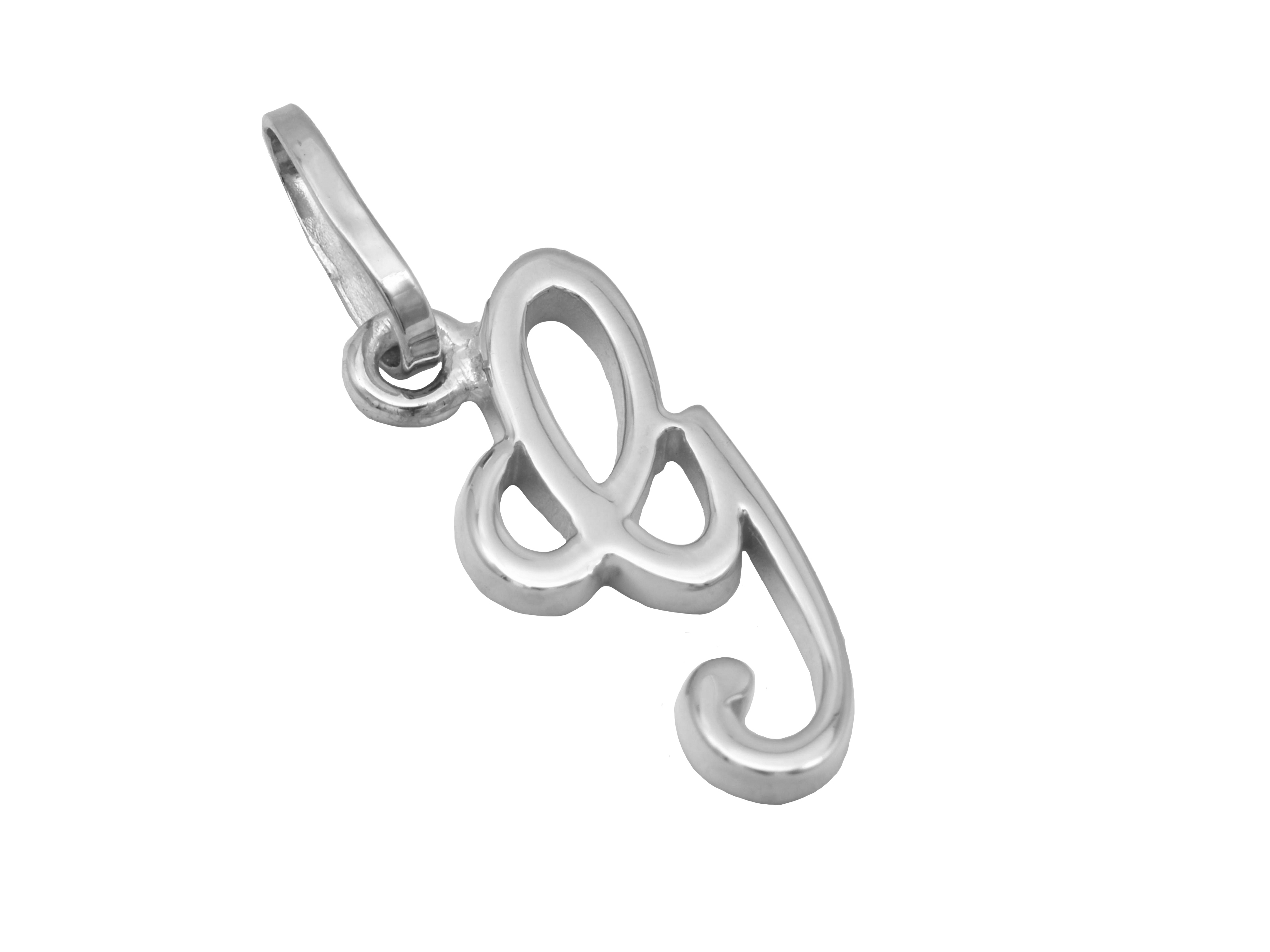 Buchstaben Anhänger G aus rhodiniertem Sterling Silber, poliert, elegantes Design, hergestellt von Juwelier Harnisch, stilvoll und modern für vielseitigen Schmuckgebrauch.