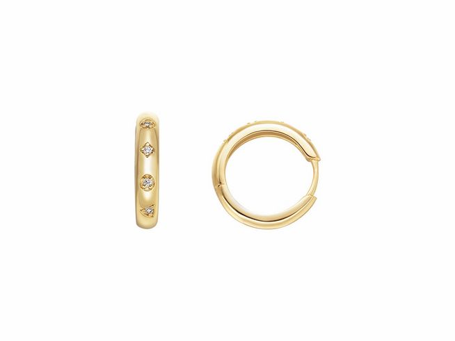 Xenox Sterling Silber Ohrringe XS2225G UNIVERSE in Gelbgold Vergoldung mit drei kleinen Zirkonia Steinen, elegantes Design für stilvollen Ohrschmuck.