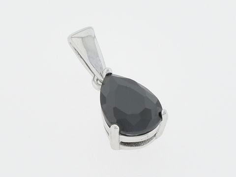 Silber Anhänger in Tropfenform aus Silber, charmant gestaltet mit schwarzem Zirkonia, Hersteller Juwelier Harnisch, ideal für eleganten Schmuck.