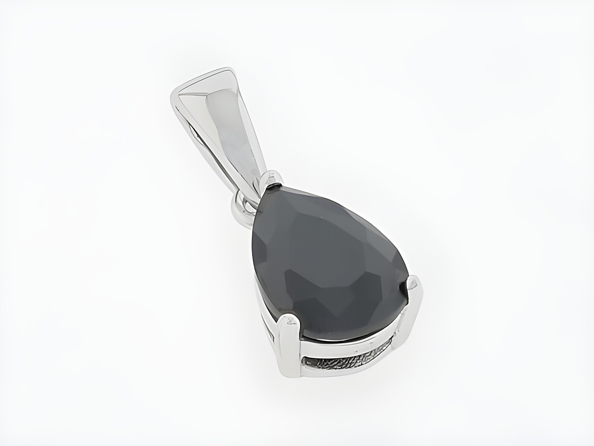 Silber Anhänger in Tropfenform aus Silber, charmant gestaltet mit schwarzem Zirkonia, Hersteller Juwelier Harnisch, ideal für eleganten Schmuck.