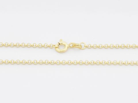 Erbskette 45 cm aus Sterling Silber vergoldet mit einem Erbsenmuster von 2 mm, gefertigt von Juwelier Harnisch, zeigt den Verschluss und die feine Kette in goldener Optik.