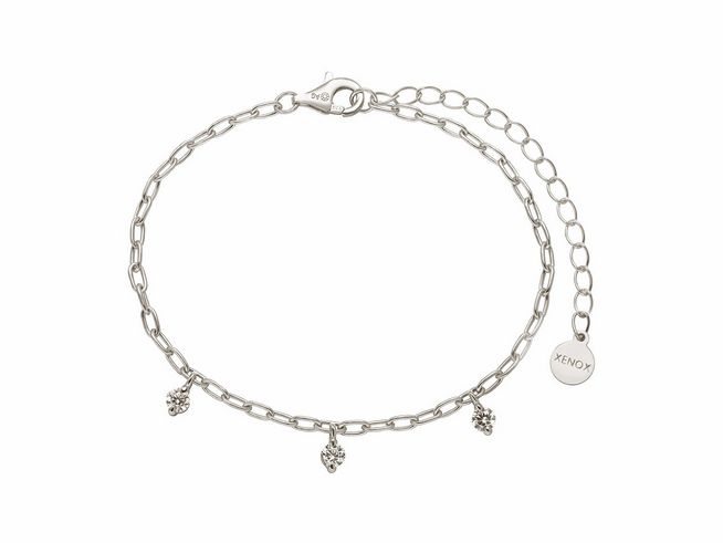 Xenox Sterling Silber Armband XS2204 in TROPICAL Design, 15-20 cm lang, mit Gliederkette und dekorativen Anhängern, hergestellt von Xenox.