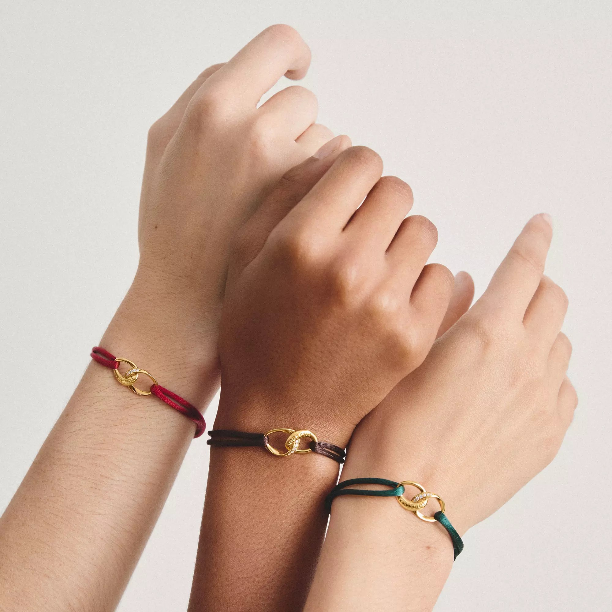 Thomas Sabo Together - Armband - 24 cm - 18K Gelbgold-Vergoldung & Textil - grün – Ansicht 3