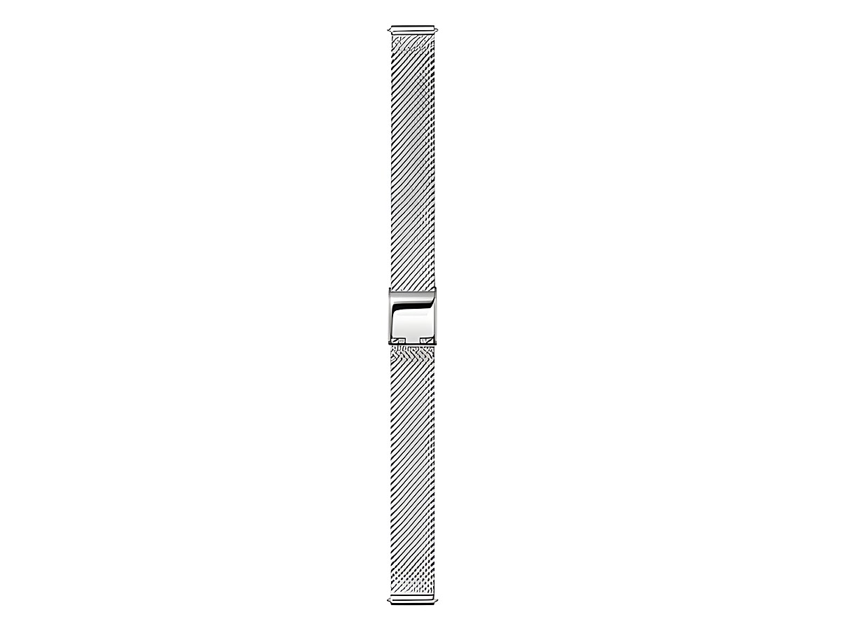 Milanaise Edelstahl Uhrarmband 12 mm von Mondaine in Silber, geeignet als Ersatz für verschiedene Uhrenmodelle, mit feiner Netzstruktur und sicherem Verschluss.