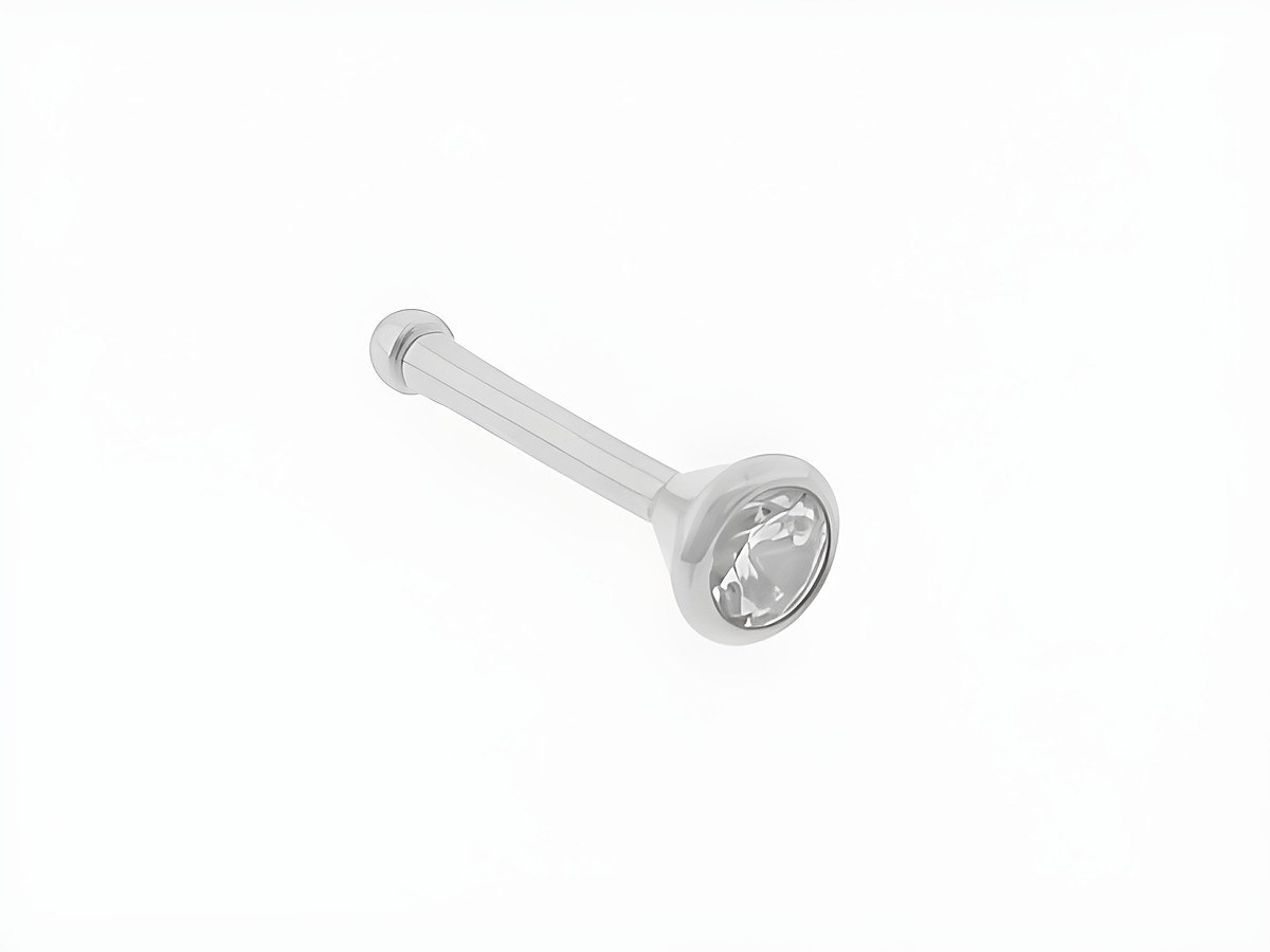 Weißgold Nasenstecker rund aus 750 Weißgold mit modischem Zirkonia, Hersteller Juwelier Harnisch, ideal für stilvolle Akzente im Alltag oder zu besonderen Anlässen.