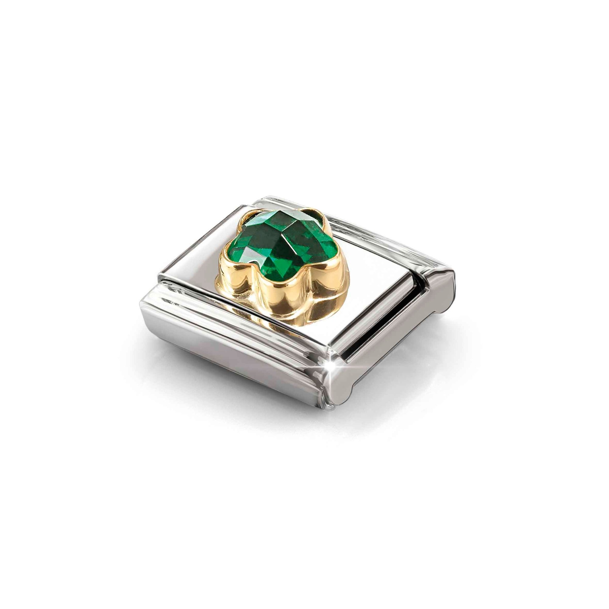 Nomination Composable Classic Charm Blüte grün - Edelstahl, Gold 750 Gelbgold, Zirkonia – Ansicht 5