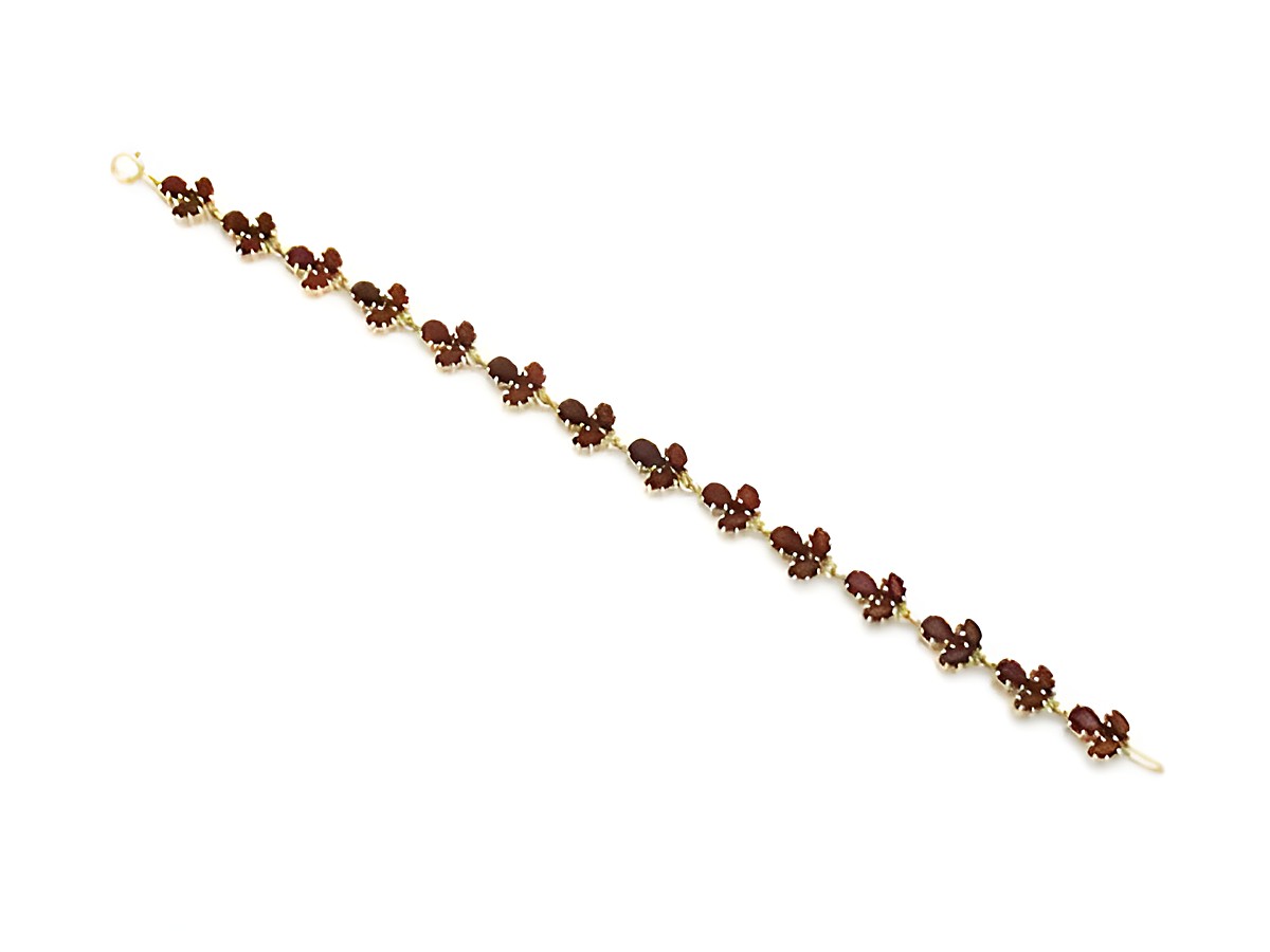 Granat Armband 19 cm aus vergoldetem Silber mit facettierten Granatsteinen, elegant verarbeitet, ideal für Schmuckliebhaber, Hersteller Juwelier Harnisch. – Ansicht 2