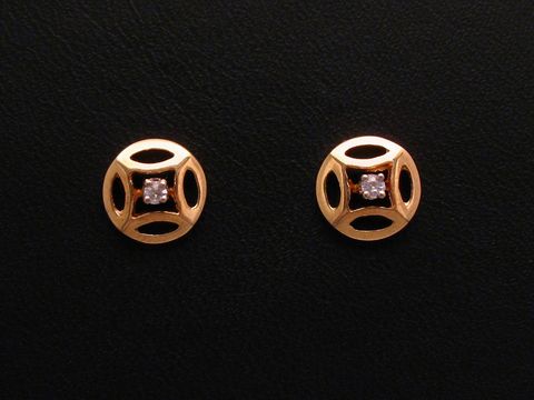 Ohrringe aus Gold 585 mit einem Design in runder Form, verziert mit Diamanten von 0,03 ct W/P, Hersteller Juwelier Harnisch, Brillant und Diamant.