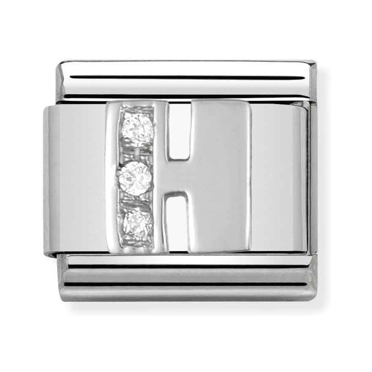 Nomination Composable Classic Charm Buchstabe H - Edelstahl, Sterling Silber, Zirkonia