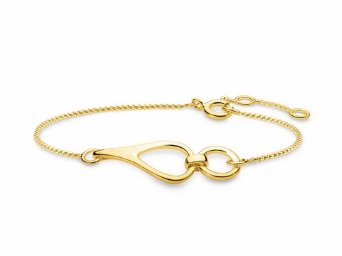 Silbernes Armband von Thomas Sabo mit gelbgoldener Verzierung, elegantes Design, flexibel verstellbar von 16 bis 19 cm, ideal für stilvolle Akzente.