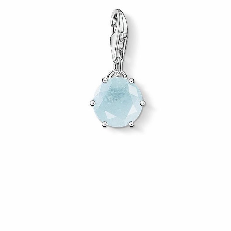 Thomas Sabo Charm-Anhänger 1791-694-31 in Form eines hellblauen Monatssteins für den Monat März, gefertigt aus hochwertigem Material mit feiner Facettierung und hochwertigem Karabiner.