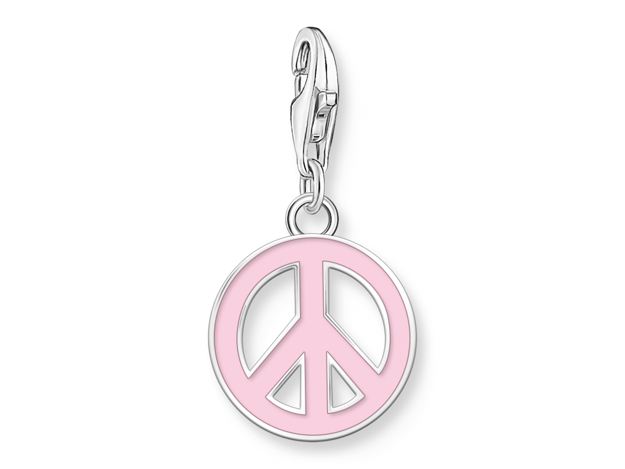 Thomas Sabo Charm-Anhänger 2207-007-9 Peace in rosa mit dem klassischen Friedenssymbol aus hochwertigem Silber, perfekt für individuelle Schmuckdesigns und Neuheiten.