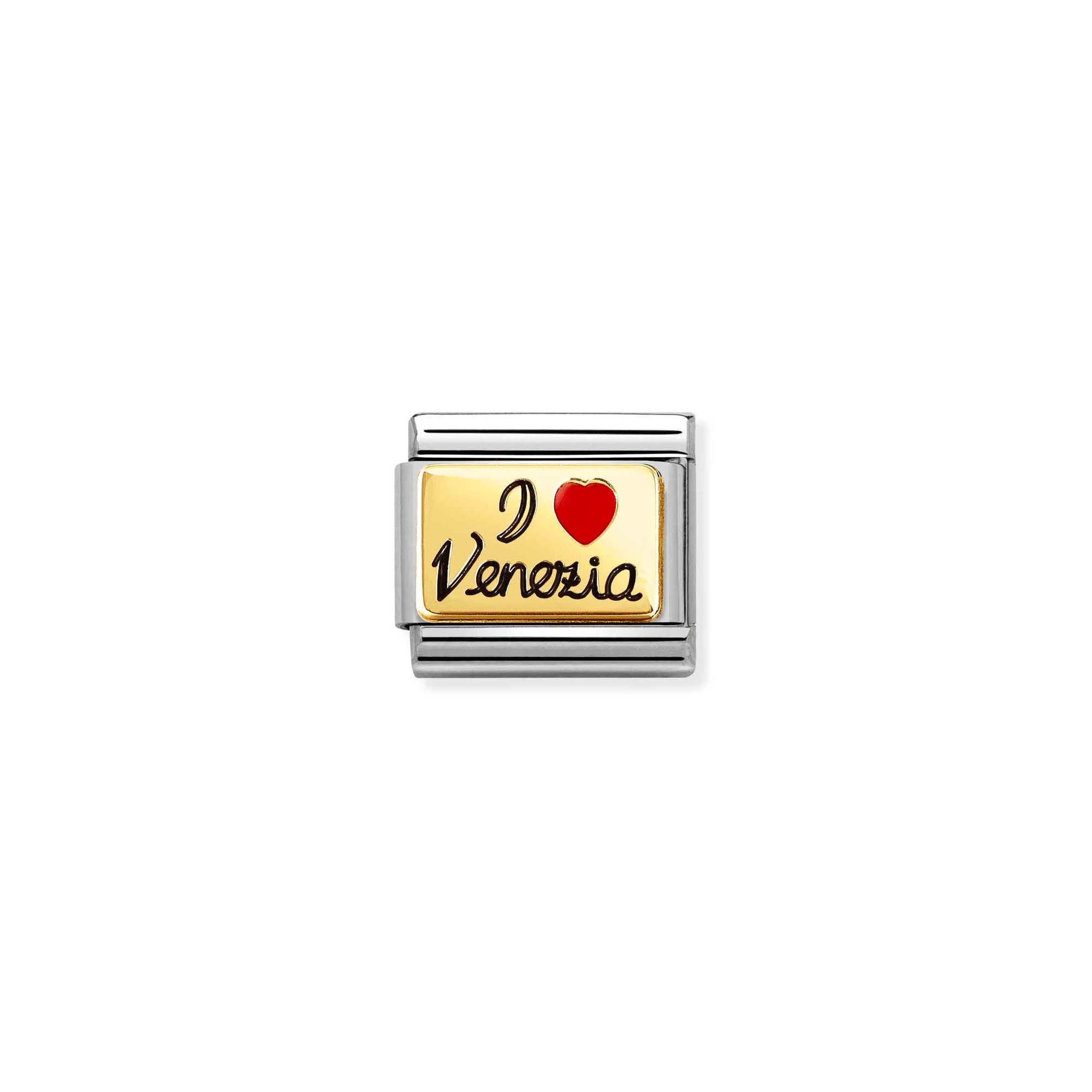 Nomination Composable Classic Charm I Love Venezia schwarz - Edelstahl, Gelbgold, Emaille