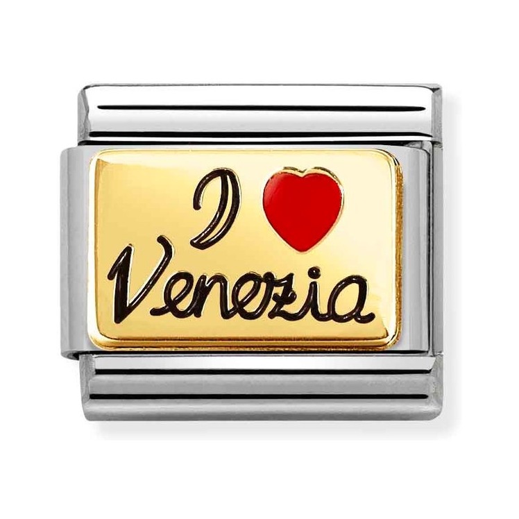 Nomination Composable Classic Charm I Love Venezia schwarz - Edelstahl, Gelbgold, Emaille