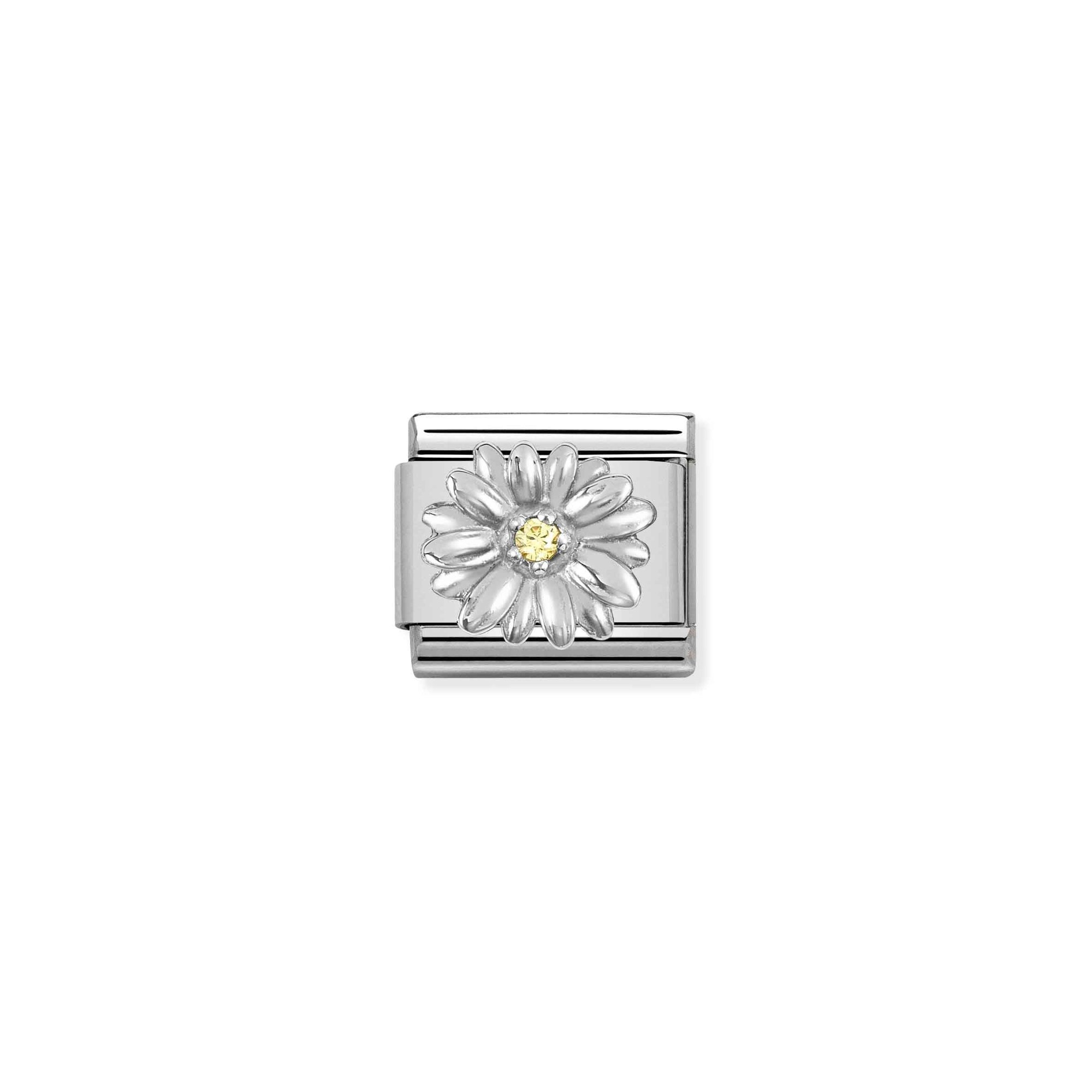 Nomination Composable Classic Charm Margerite - Edelstahl, Sterling Silber, Zirkonia