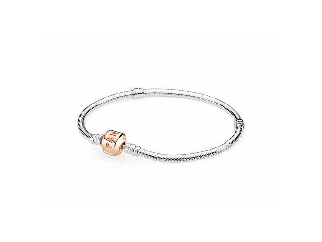 Sterling Silber Schlangen-Gliederarmband von Pandora mit Roségold Vergoldung und einer Größe von 16 cm, elegant und zeitlos, perfekt für individuelle Charm-Kreationen.