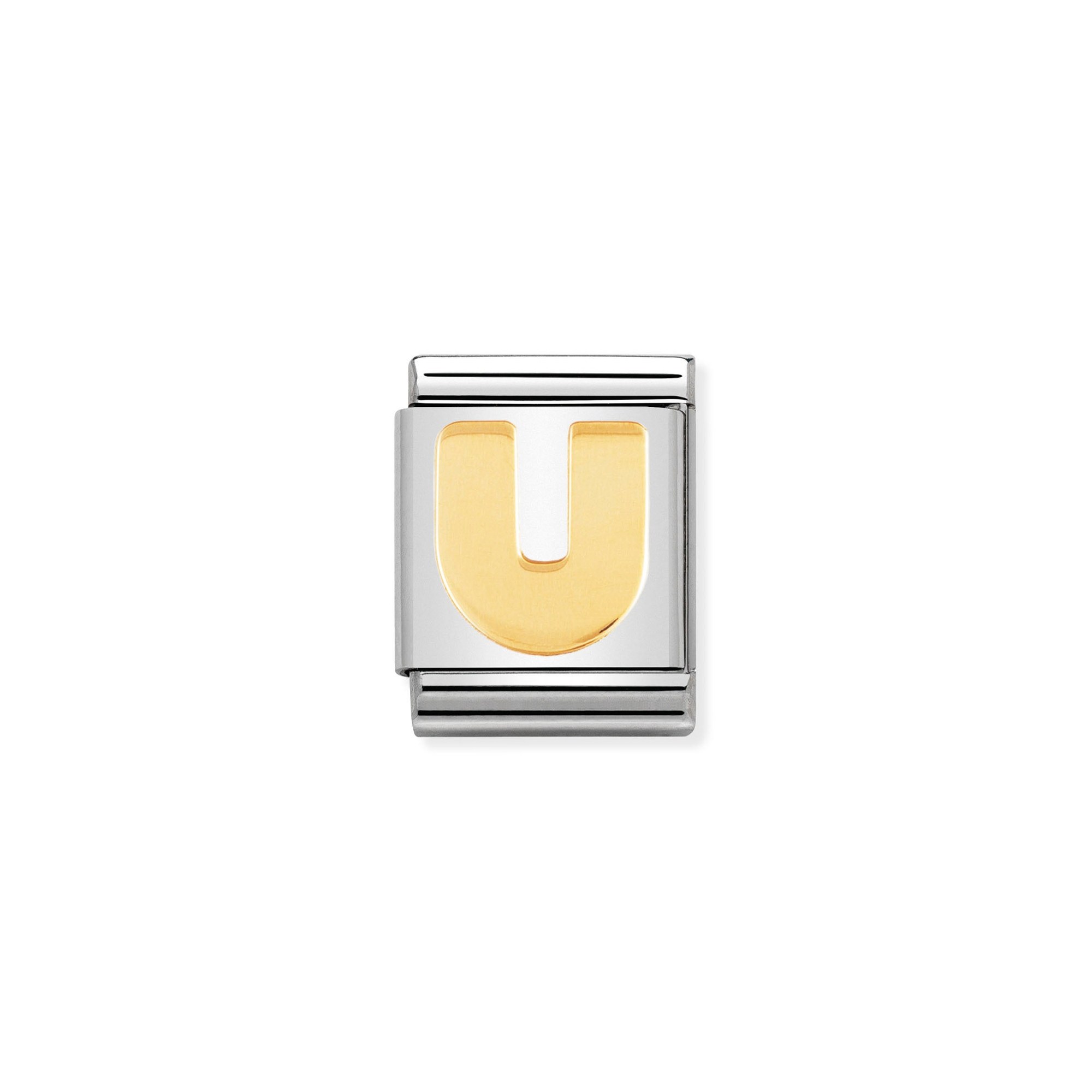 Nomination Composable Big Charm Buchstabe U - Edelstahl, Gold 750 Gelbgold