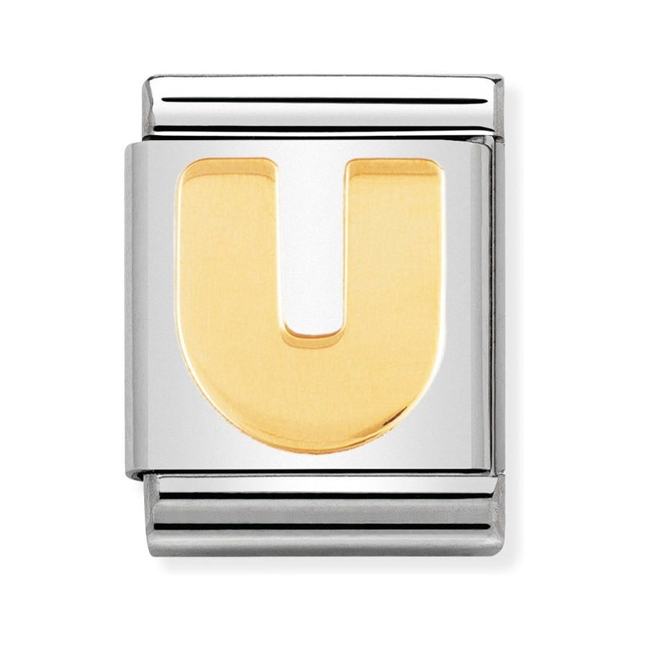 Nomination Composable Big Charm Buchstabe U - Edelstahl, Gold 750 Gelbgold