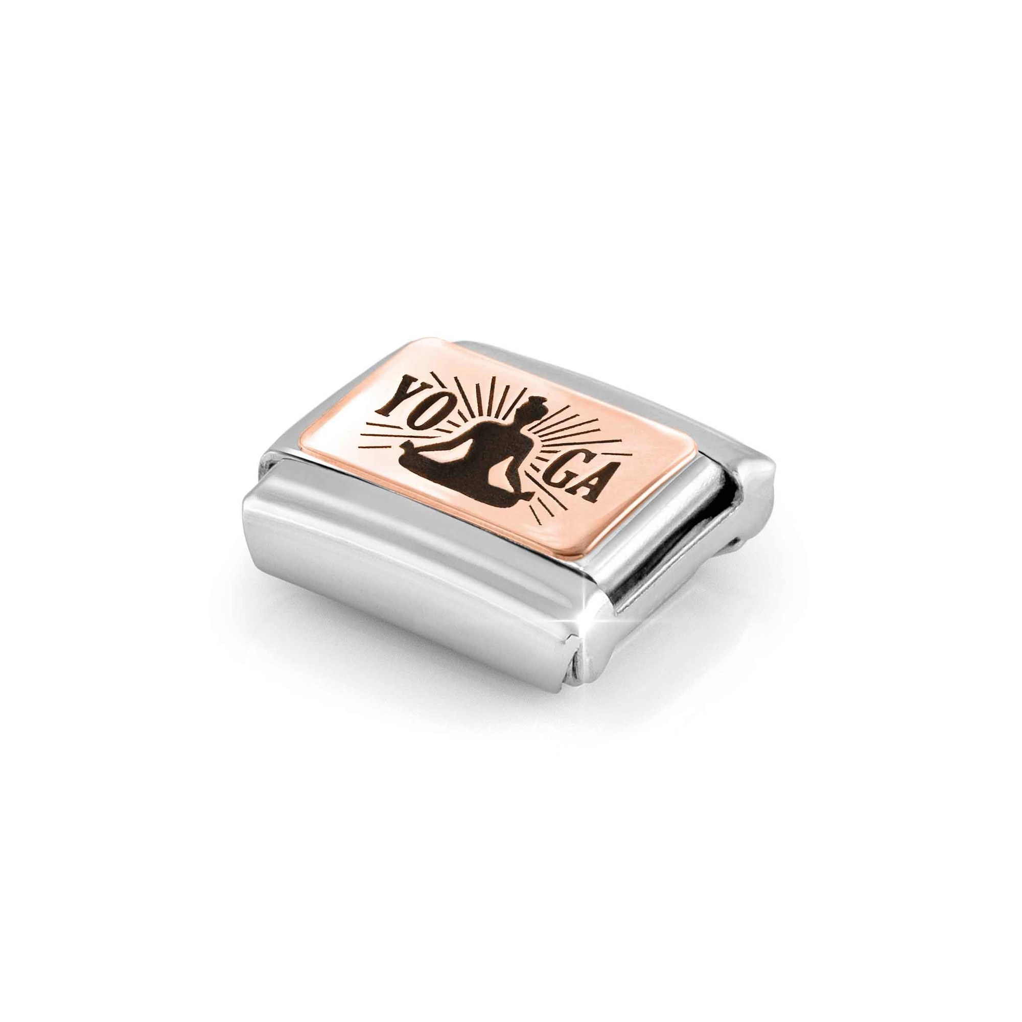 Nomination CLASSIC Element - Plättchen aus Roségold Gravur - Yoga Lotossitz – Ansicht 5
