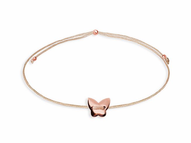 Xenox Sterling Silber Armband XS1688R mit vergoldetem Schmetterling in Roségold auf einem feinen, eleganten Band, ideal für einen femininen Look.