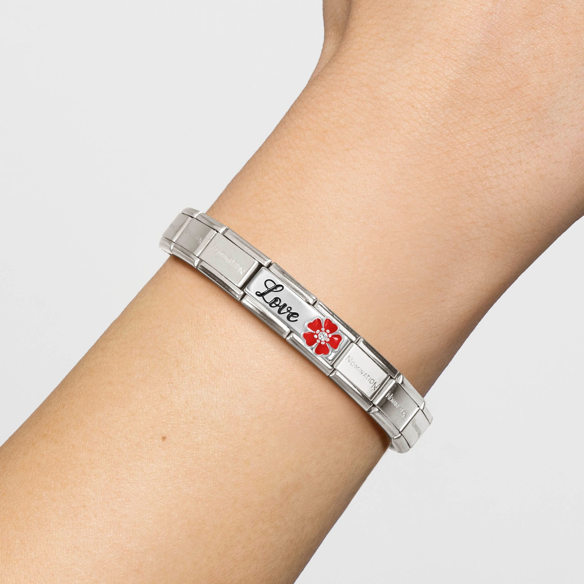Nomination Composable Classic Double Charm Love Blume - Edelstahl, Sterling Silber, Emaille – Ansicht 2