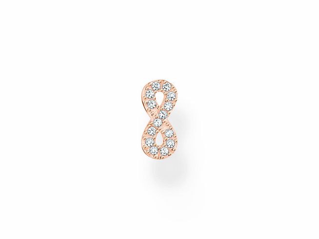 Ohrstecker von Thomas Sabo in rosé vergoldetem Silber, verziert mit weißen Zirkonia-Steinen in einer eleganten, geschwungenen Form.