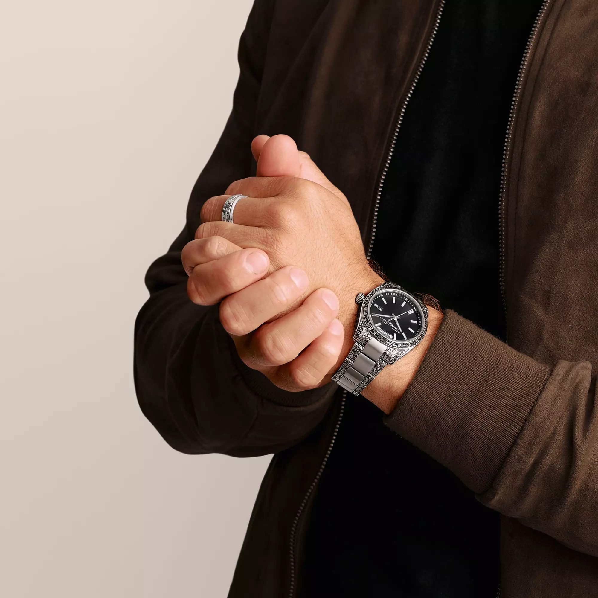 Thomas Sabo Uhr Rebel at Heart Revive 40 mm Edelstahl Schwarz, Gravur-Design – Ansicht 4