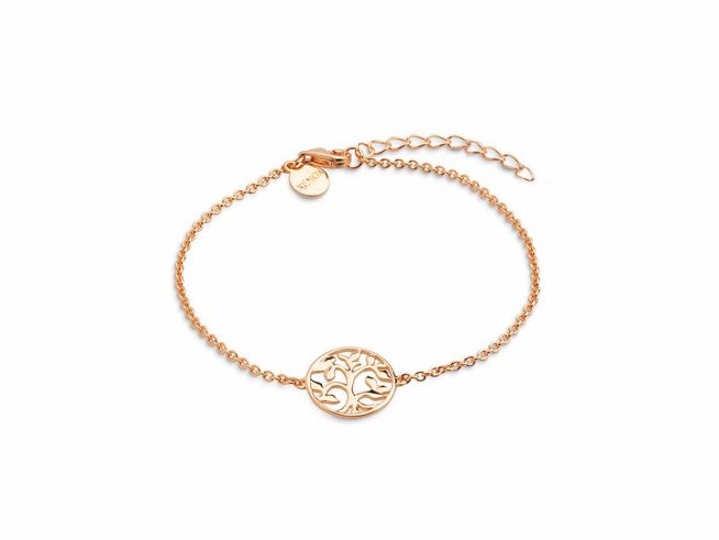 27000895-0 Xenox Sterling Silber Armband XS2897R in Roségold vergoldet mit Lebensbaum-Motiv, Ankerkette von 15-20 cm, elegantes Design für einen stilvollen Look.