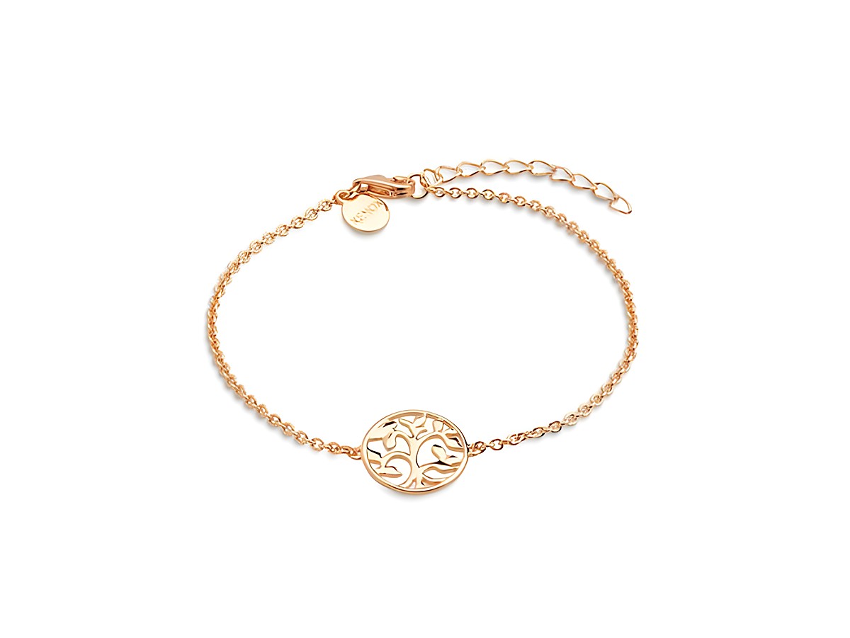 Xenox Sterling Silber Armband XS2897R in Roségold vergoldet mit Lebensbaum-Motiv, Ankerkette von 15-20 cm, elegantes Design für einen stilvollen Look.