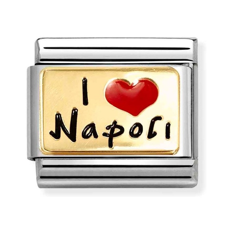 Nomination Composable Classic Charm I Love Napoli - Edelstahl, Gold 750 Gelbgold