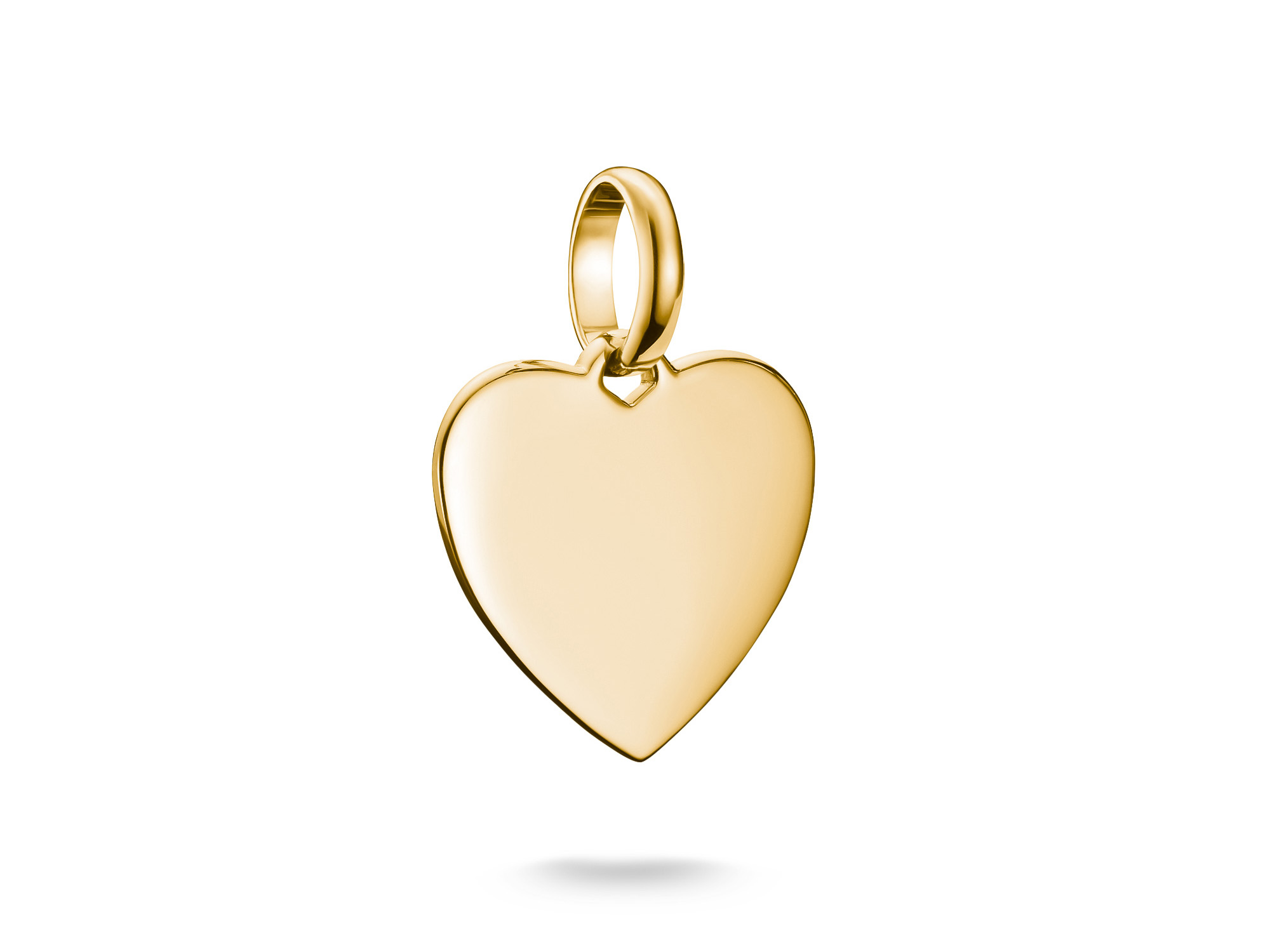 Charm in Herzform aus Silber mit Gelbgold Vergütung, Hersteller Thomas Sabo, Modell CC1272-413-39, Durchmesser 15,5 mm, Teil der Charm Club CONNECT Kollektion.