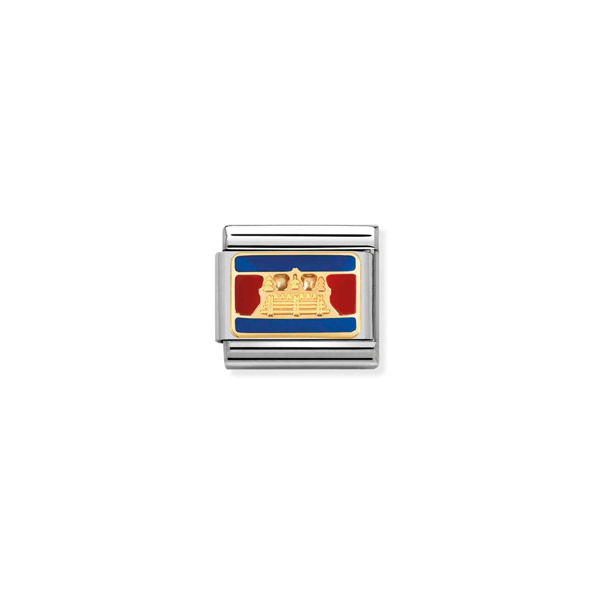 Nomination Composable Classic Charm Flagge Kambodscha - Edelstahl, Gold 750 Gelbgold, Emaille