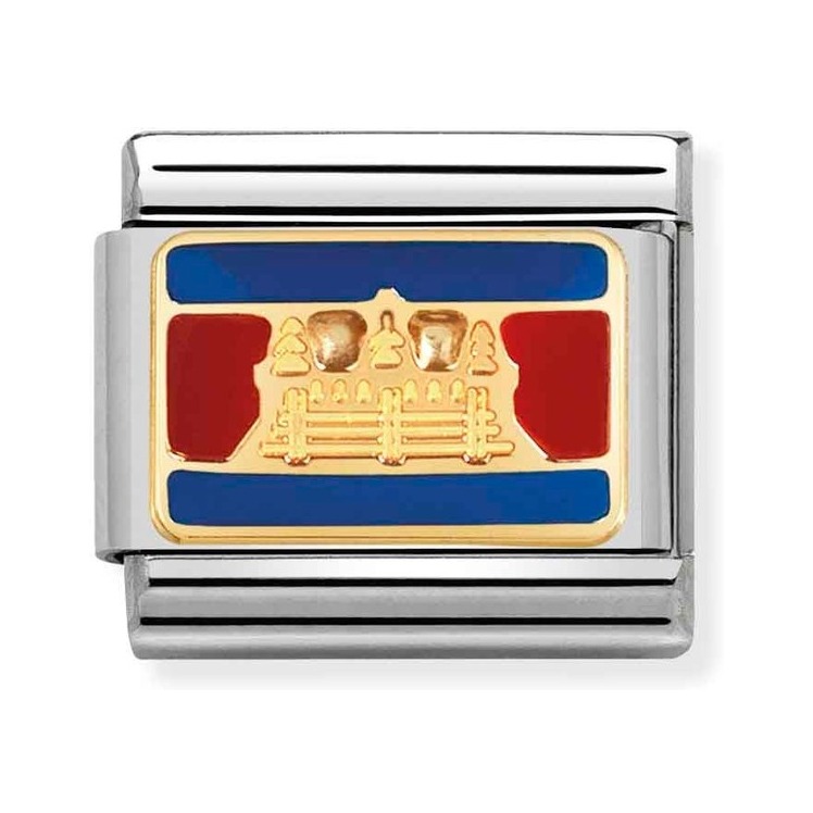 Nomination Composable Classic Charm Flagge Kambodscha - Edelstahl, Gold 750 Gelbgold, Emaille