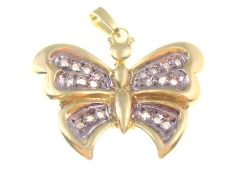 Schmetterling groß Gold 585 Anhänger Lepidoptera Hersteller Juwelier Harnisch mit Zirkonia, elegant und funkelnd, ideal als Schmuckstück für besondere Anlässe.