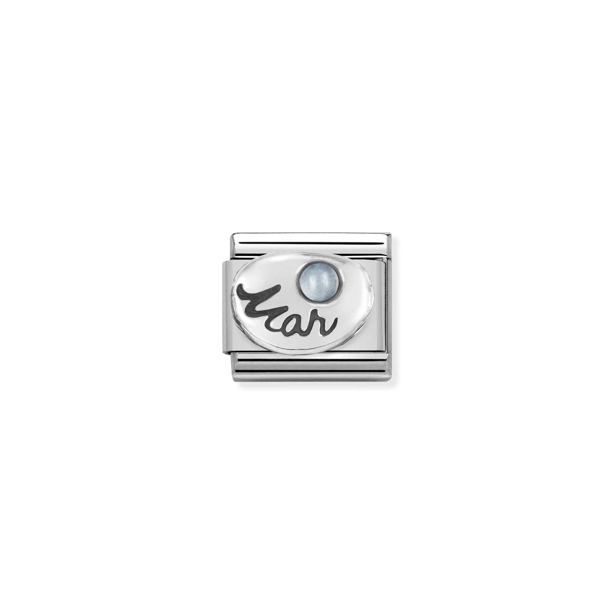 Nomination Composable Classic Charm Monatsstein März Aquamarin - Edelstahl, Sterling Silber