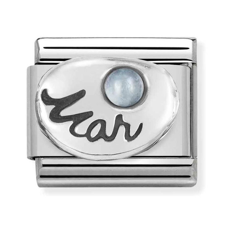 Nomination Composable Classic Charm Monatsstein März Aquamarin - Edelstahl, Sterling Silber