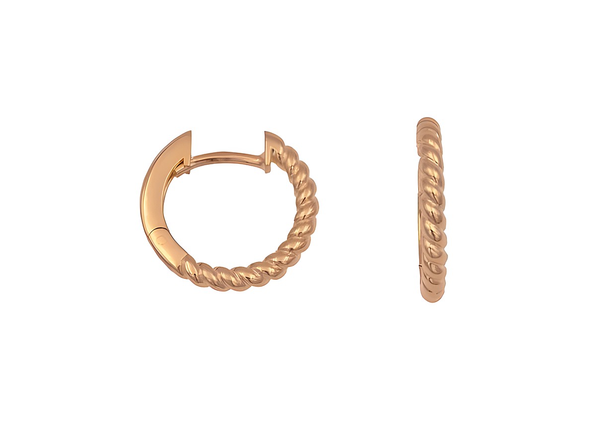 Creolen 1,5 cm Sterling Silber Roségold vergoldet gekordelt, Hersteller Juwelier Harnisch, elegante und stilvolle Ohrhänger in hochwertiger Ausführung, perfekt für jeden Anlass.