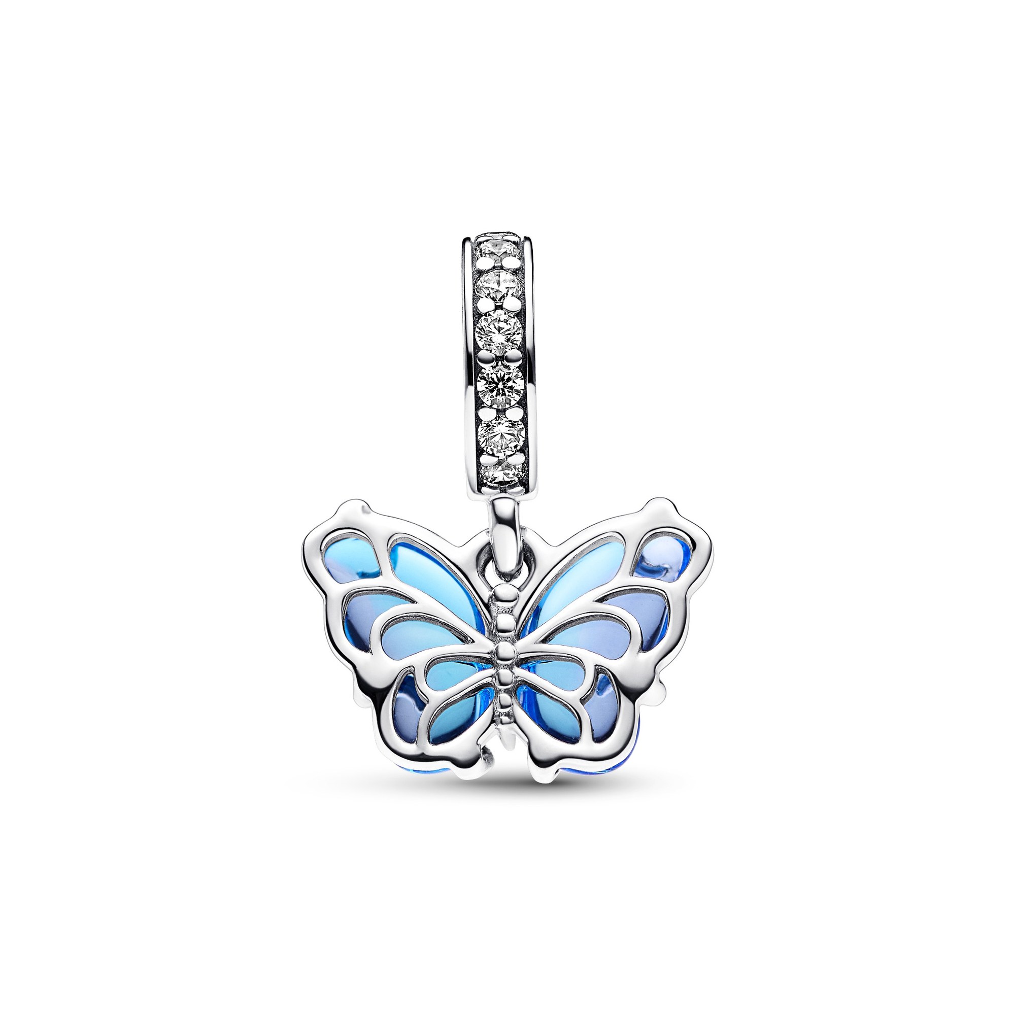 Pandora Blauer Murano-Glas Schmetterling Charm-Anhänger - Sterling Silber Ansicht 2 – Ansicht 2