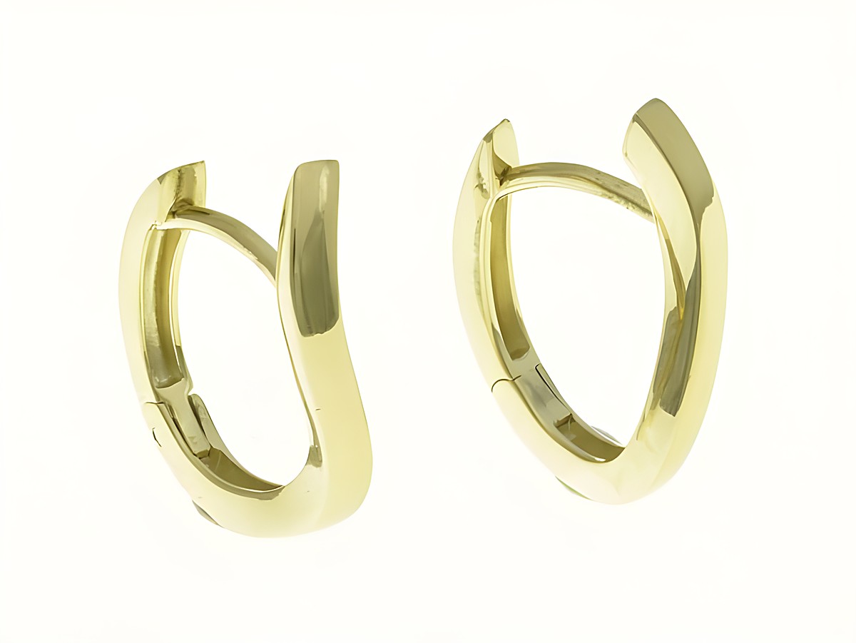 Creolen aus Sterling Silber in Gelbgold vergoldet, 1 cm groß und 2,1 mm dick, Hersteller Juwelier Harnisch, elegante und zeitlose Ohrringe bis 15 mm.