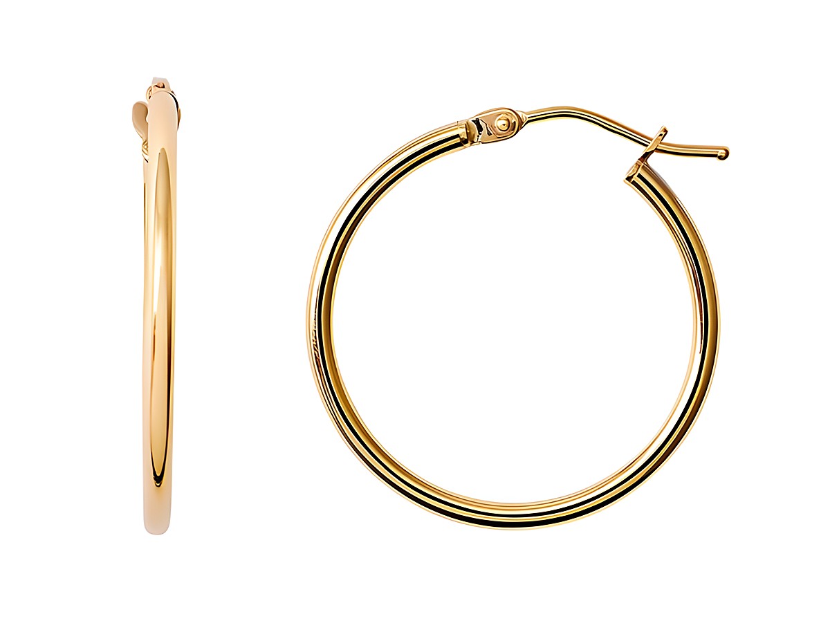 Gelbgoldene Creolen aus Echtgold, poliert, im eleganten Design. Ideal als Ohrschmuck für stilvolle Anlässe. Hersteller: Xenox. Modell: Xenox XG14K6009G.