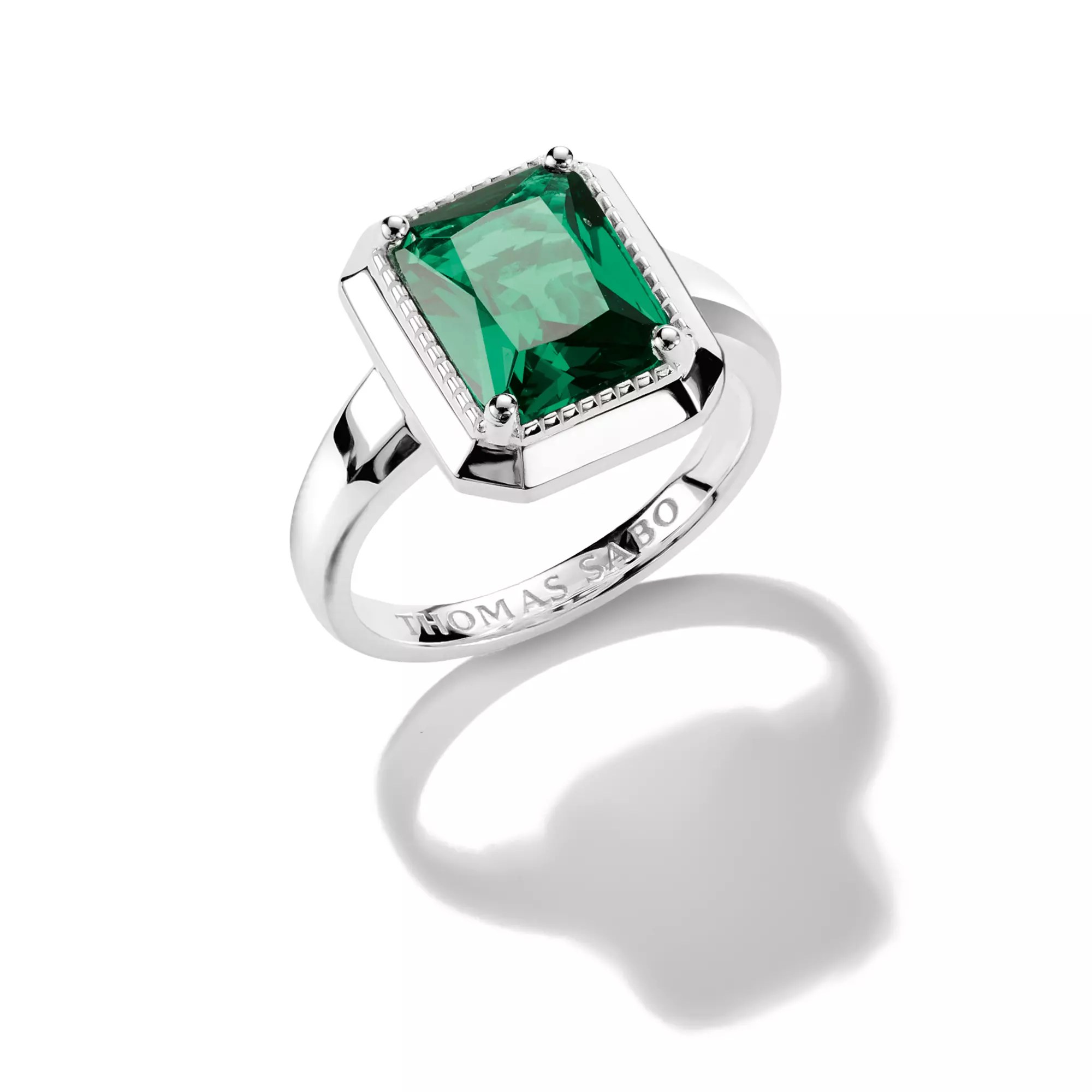 Thomas Sabo Ring mit smaraggrünem Zirkoniastein ELYNDRA Silber – Ansicht 2