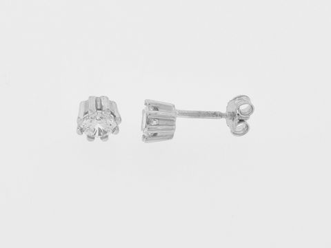 Ohrringe Silber rhod. rund klassisch Stecker Zirkonia von Juwelier Harnisch, zeitloses Design mit funkelndem Zirkonia. Perfect für jeden Anlass und stilvoller Schmuck.