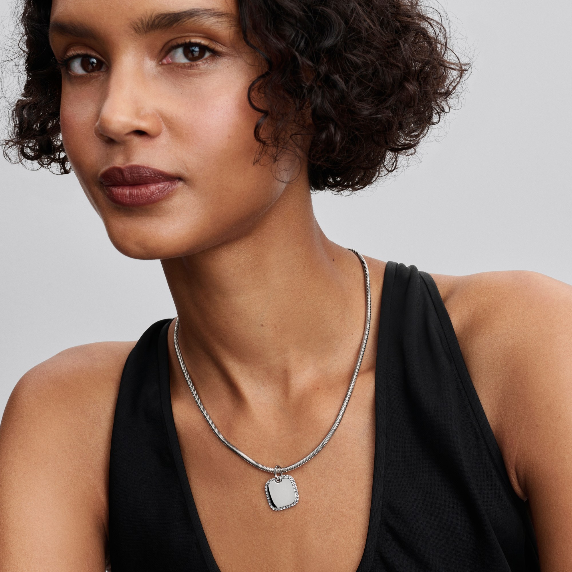 Pandora Quadratischer Anhänger - Sterling Silber - Zirkonia – Ansicht 4
