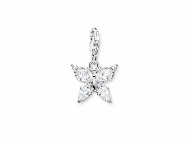Schmetterlings-Anhänger aus Sterling Silber mit weißen Zirkonia von Thomas Sabo, Design 1862-051-14, ideal für tierische Charm-Kreationen.