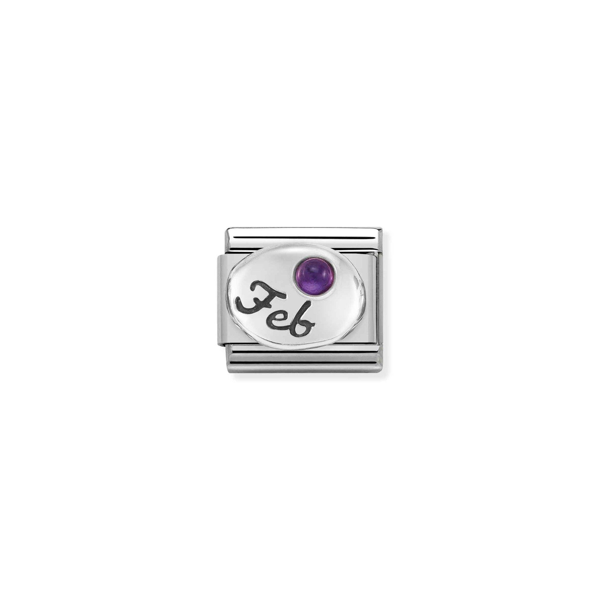 Nomination Composable Classic Charm Monatsstein Februar Amethyst - Edelstahl, Sterling Silber