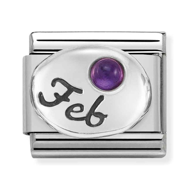 Nomination Composable Classic Charm Monatsstein Februar Amethyst - Edelstahl, Sterling Silber