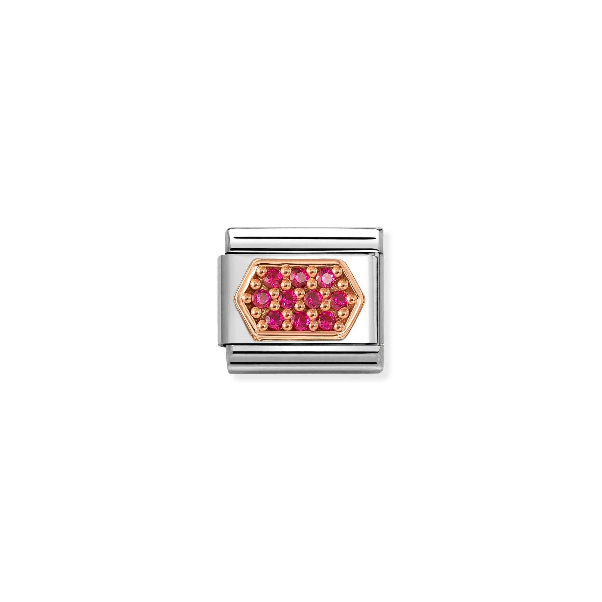 Nomination Composable Classic Charm Sechseck rot - Edelstahl, Roségold, Zirkonia