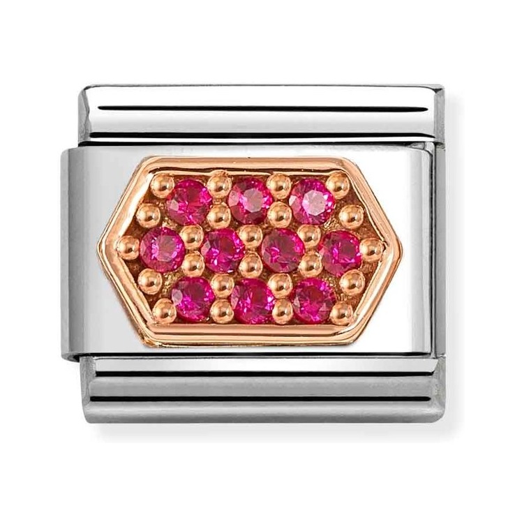 Nomination Composable Classic Charm Sechseck rot - Edelstahl, Roségold, Zirkonia